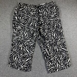NWT Westbound Linen Blend Relaxed Wide Leg Capri‎ Pants Womens 3X Black White